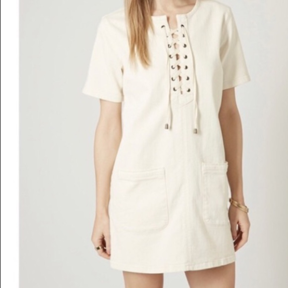 Topshop lace up denim dress